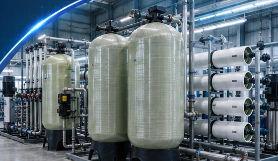 Industrial water treatment plant and FRP production environment